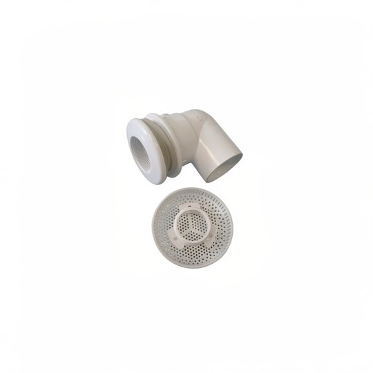 Bonde de fond Blanche coude 90 D50 avec grille couvercle pour spa Spa Iberspa/Astral
