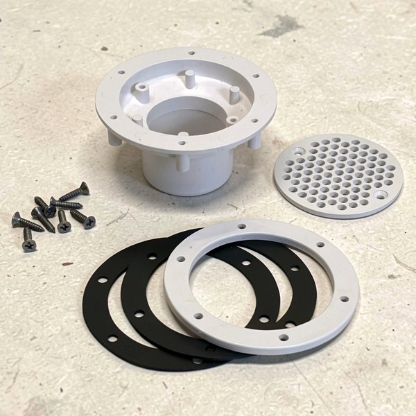 Refoulement Liner Aquareva RL-319 2" avec grille, Ø63 à coller blanc