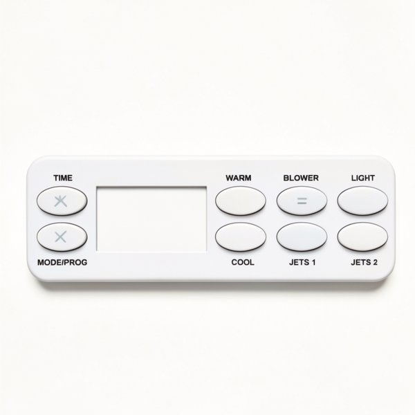 Façade autocollante VL801D (Time, Mode, Prog, Warm, Blower, Light, Cool, Jets 1, Jets 2)
