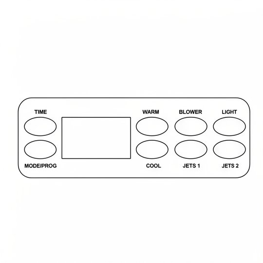 Façade autocollante VL801D (Time, Mode, Prog, Warm, Blower, Light, Cool, Jets 1, Jets 2)