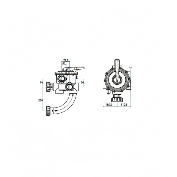 Vanne blanche Side multivoies Classic Plus 2'' avec jonctions entraxe 230 mm