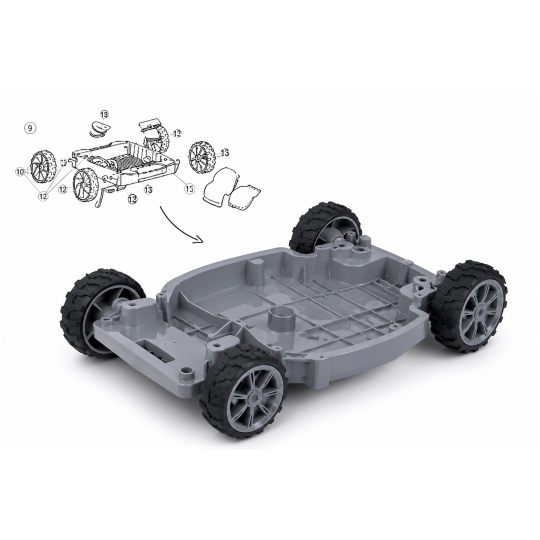 Chassis (inclus 4 roues) - Roboclean 2
