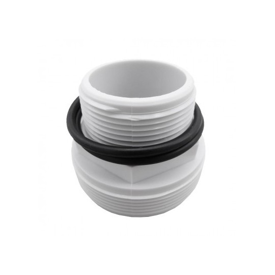 Raccord fileté blanc + 2 joints pour liaison vanne/tuyau Poolfilter 400-500-600