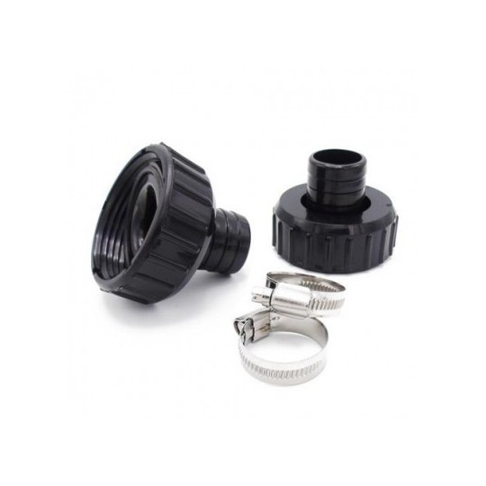 Raccord cannelé ø 32mm noir + Joint + écrou pour pompes Poolmax TP 25-35