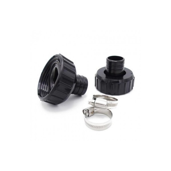 Raccord cannelé ø 32mm noir + Joint + écrou pour pompes Poolmax TP 25-35