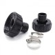 Raccord cannelé ø 32mm noir + Joint + écrou pour pompes Poolmax TP 25-35