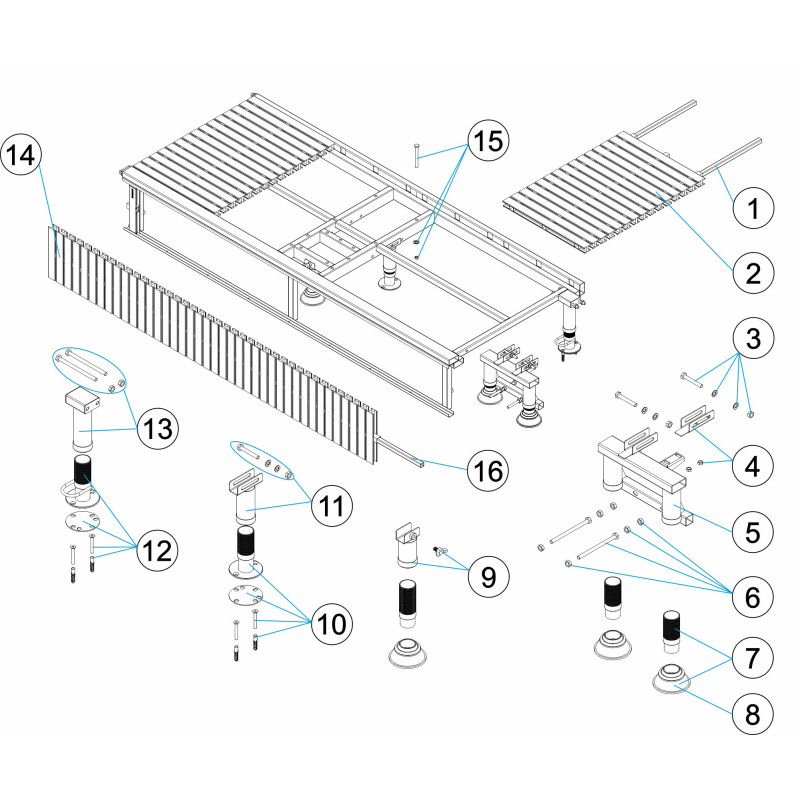 Banc podium 2m, 2,5m