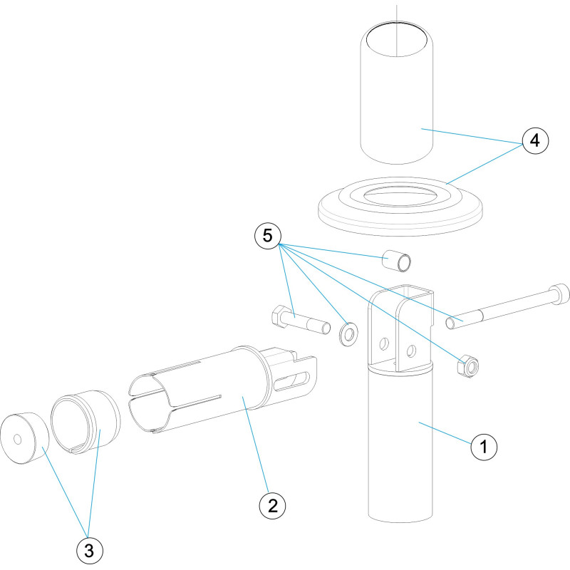 Fixation articulée tube Ø 43 à sceller