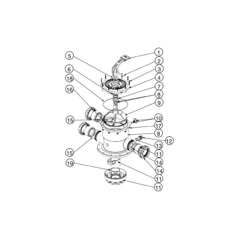 Vanne 6 voies 2'' - Ø63mm
